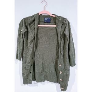 American Eagle Outfitters Green Hooded Button Cardigan  Size XS
